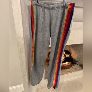 Aviator Nation Gray Sweatpants with Rainbow Accents
